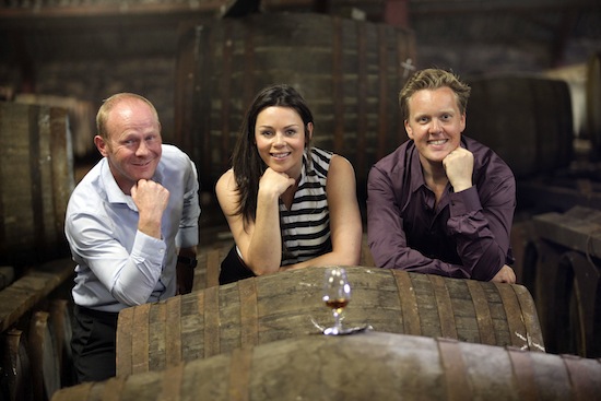 Glengoyne Distillery, Strathblane, Scotland. TV presenter, wine expert and newspaper columnist Olly Smith today visited the distillery for a one to one coaching session from distillery manager Robbie Hughes. Also present was Danielle Murphy from Ian MacLeod Distillers.