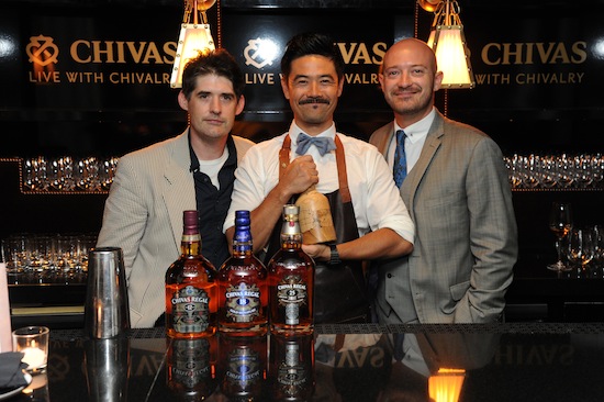 (L-R) Dave Arnold with winner Masahiro Urushido and Max Warner, Chivas Global Brand Ambassador