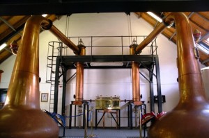 Arran Distillery copper pot stills