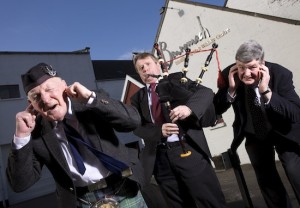 Left to Right, Ken Sutherland, a retired member of the Forres Pipe Band, David and Ian Widdowson of Forres Event ltd