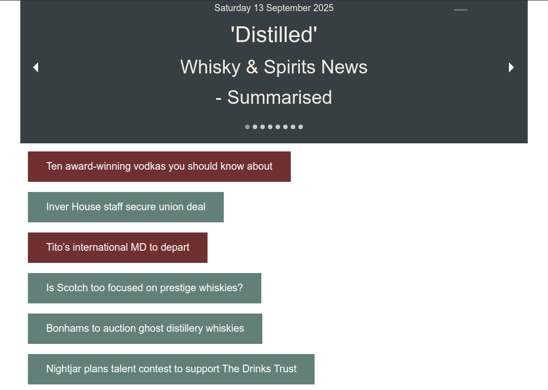 Distilled: Whisky News - Summarised